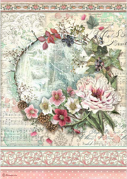 STAMPERIA A4 Rice Paper - SWEET WINTER GARLAND DFSA4729
